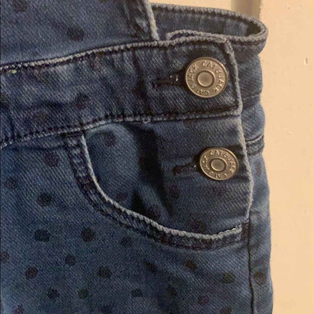 Girls faux denim polka dot skirted overalls - Picture 2 of 5